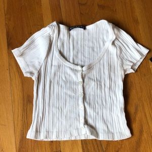 White Button Up Brandy Melville Crop top